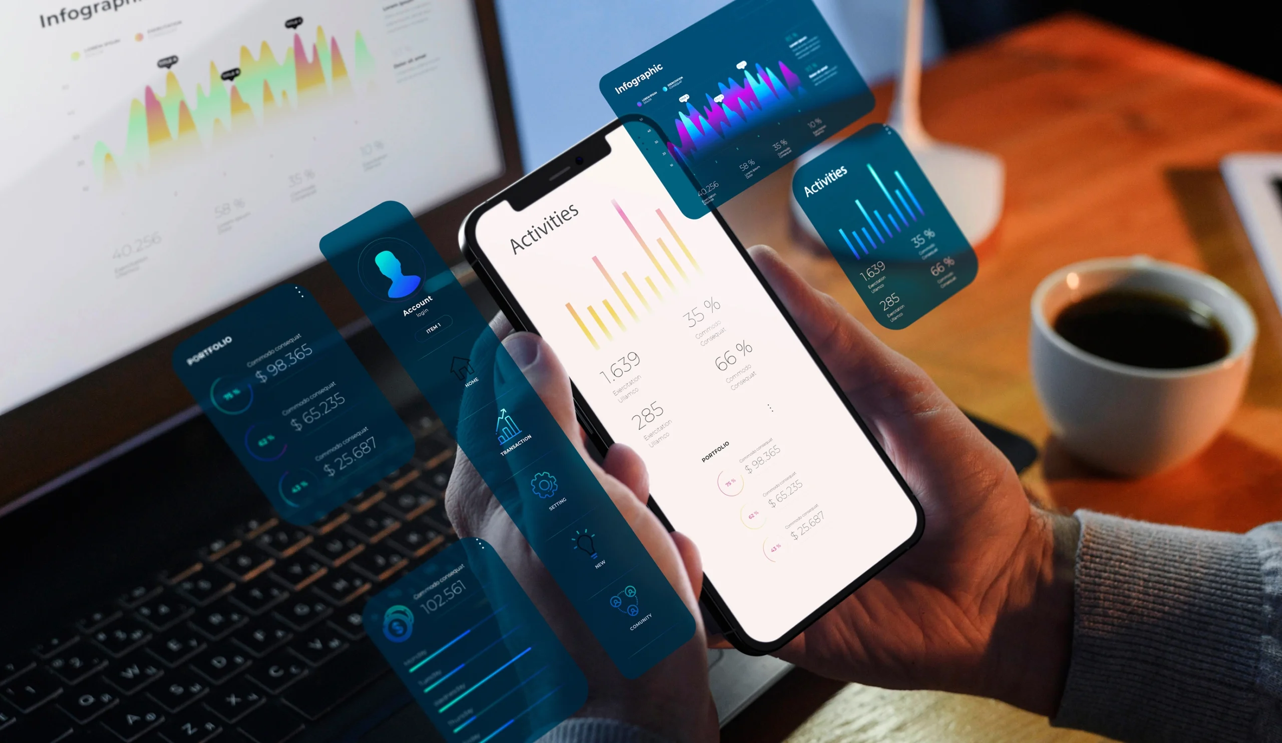 A step-by-step guide on building a mobile app for business, featuring diagrams and key points for each stage.